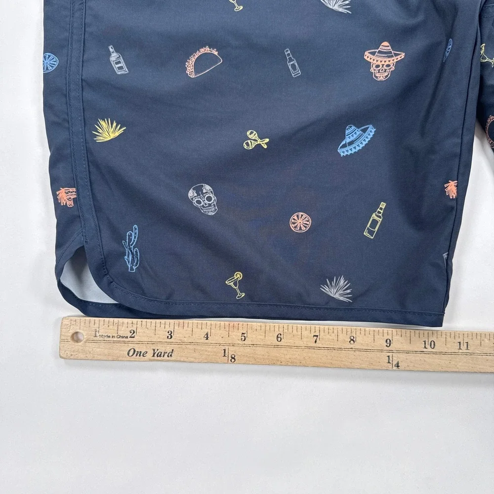 Travis Mathew Mens Board Shorts 36 Navy Cinco De Mayo Print Beachwear Summer